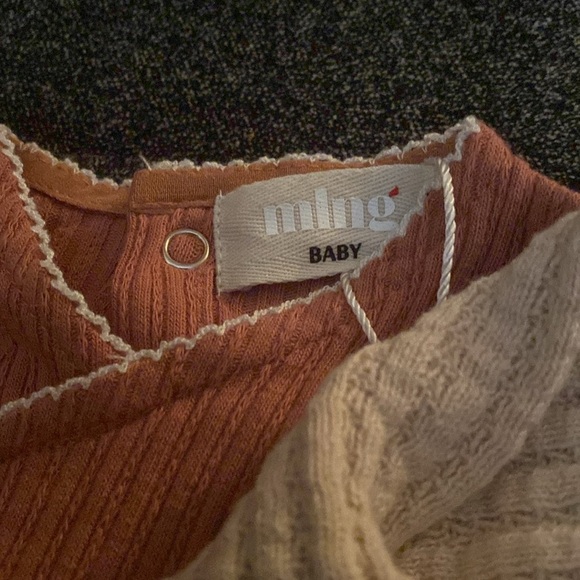 Hadas /ming baby set of two KNITTED FOOTIE NATURAL & SHELL PINK size 6-9 m​ - Picture 6 of 7